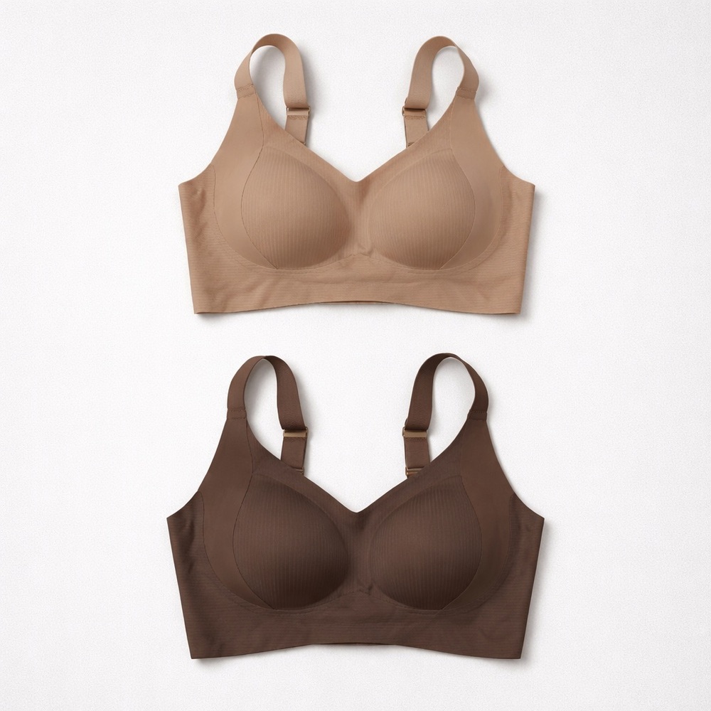 Women’s Seamless Wireless Bras Set of 2 Adjustable Straps Padded Size M